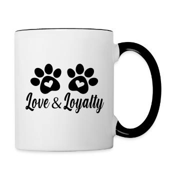 Hundepfote Liebe und Loyalität - Tasse zweifarbig - Weiß/Schwarz - Rechts