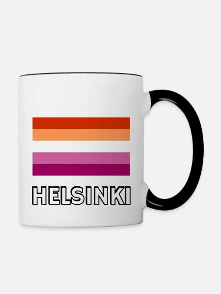 Lesbian Pride Flagge Helsinki - Tasse zweifarbig - Weiß/Schwarz