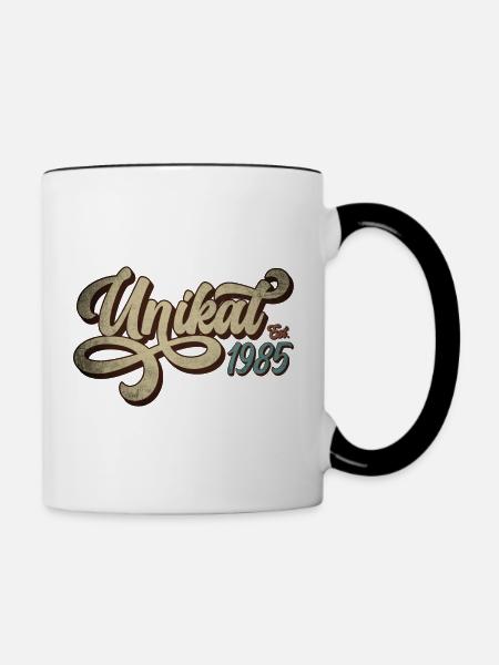 Unikat Est. 1985 - Tasse zweifarbig - Weiß/Schwarz