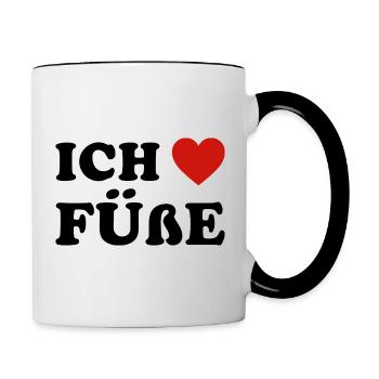 Ich liebe Füße Shirt Lustige Sprüche - Tasse zweifarbig - Weiß/Schwarz - Rechts