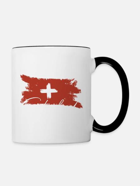 Schweiz Fahne - Tasse zweifarbig - Weiß/Schwarz