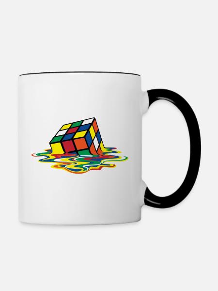 Rubik's Cube Zauberwürfel Melting Cube - Tasse zweifarbig - Weiß/Schwarz