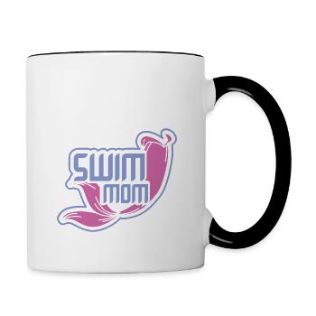 Schwimmer Mama Swim Mom Geschenk - Tasse zweifarbig - Weiß/Schwarz - Rechts