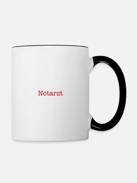 Rettungsdienst Notarzt Geschenkidee EKG - Tasse zweifarbig - Weiß/Schwarz