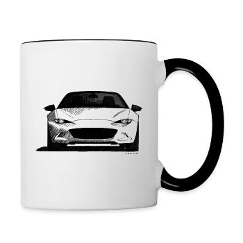 Japanische Roadster Zeichnung in der Vorderansicht - Tasse zweifarbig - Weiß/Schwarz - Rechts