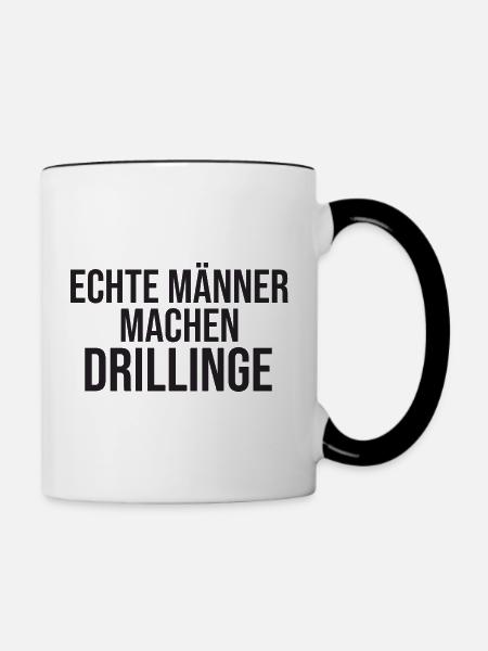Echte Männer Machen Drillinge - Tasse zweifarbig - Weiß/Schwarz