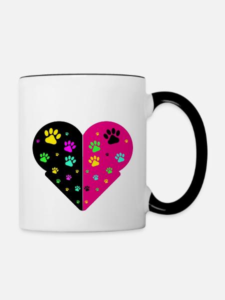 Katzenpfoten - Tasse zweifarbig - Weiß/Schwarz