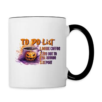 To Do Coffee Not k*ll anyone Repeat quote fun skul - Tasse zweifarbig - Weiß/Schwarz - Rechts
