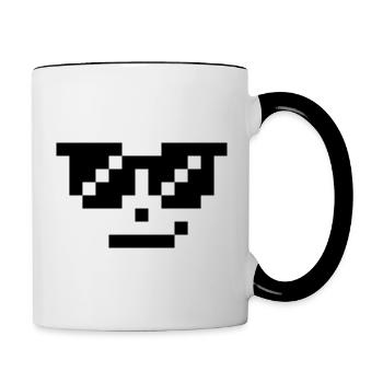 G27 Just Geek mit Sonnenbrille - Tasse zweifarbig - Weiß/Schwarz - Rechts