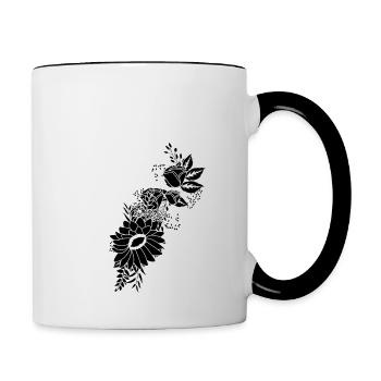 Buchstabe m Blumen schwarz und weiß - Tasse zweifarbig - Weiß/Schwarz - Rechts