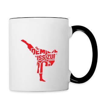 Aus dem Weg ich muss zum Karate Training Sport - Tasse zweifarbig - Weiß/Schwarz - Rechts