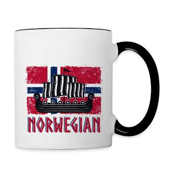 Norvège Norvégien Viking Vikings Fun Valhalla Odin - Mug contrasté - blanc/noir - Droite