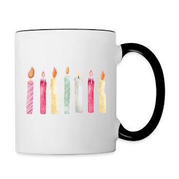7e anniversaire bougie - Mug contrasté - blanc/noir - Droite