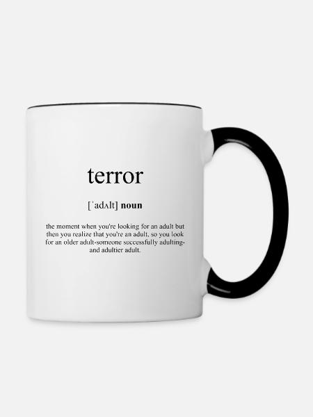 Terror Definition Dictionary - Tasse zweifarbig - Weiß/Schwarz