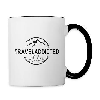 Traveladdicted Berge&Meer - Tasse zweifarbig - Weiß/Schwarz - Rechts