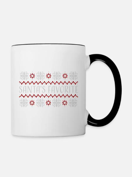 Santa's Favorite Weihnachtspullover Schneeflocken - Tasse zweifarbig - Weiß/Schwarz