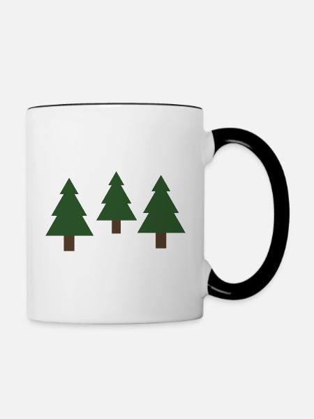 Tannenbäume - Tasse zweifarbig - Weiß/Schwarz
