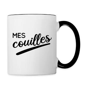 Mes couilles - Mug contrasté - blanc/noir - Droite