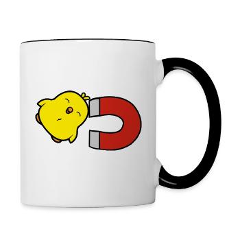 Küken-Magnet - Tasse zweifarbig - Weiß/Schwarz - Rechts