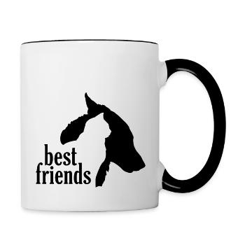 Hund Katze beste Freunde Freundschaft Haustiere - Tasse zweifarbig - Weiß/Schwarz - Rechts