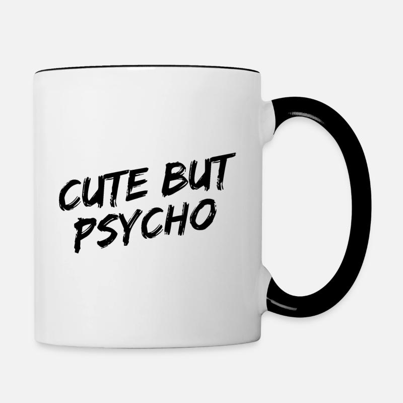 Police de pinceau noire « Mignon mais psycho » - Mug contrasté - blanc/noir