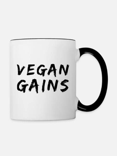 Vegan Gains - Tasse zweifarbig - Weiß/Schwarz