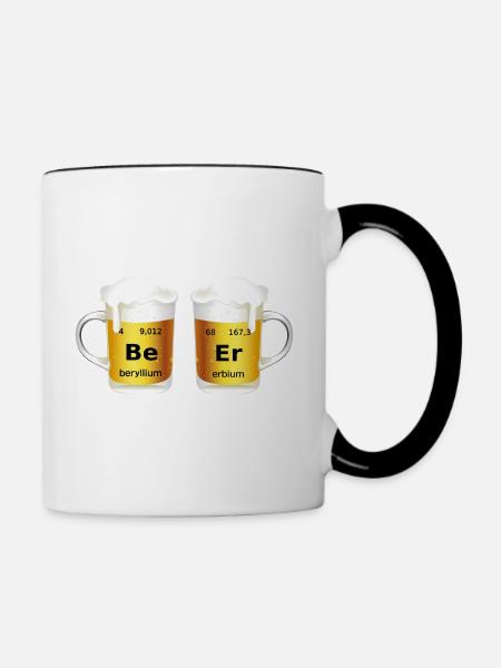 Bier Periodensystem Be Er - Tasse zweifarbig - Weiß/Schwarz