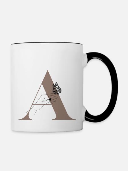 Magischer Schmetterlingsbuchstabe - Tasse zweifarbig - Weiß/Schwarz
