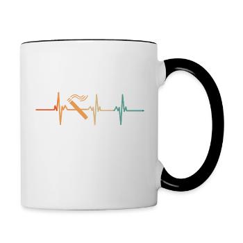 Herzschlag Zigarette - Tasse zweifarbig - Weiß/Schwarz - Rechts