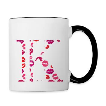 Letter k kisses - Contrasting Mug - white/black - Right