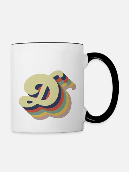 Retro-Brief - Tasse zweifarbig - Weiß/Schwarz