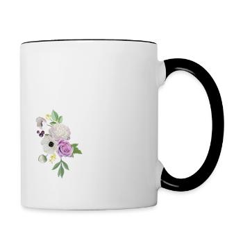 Lettre g floral violet - Mug contrasté - blanc/noir - Droite