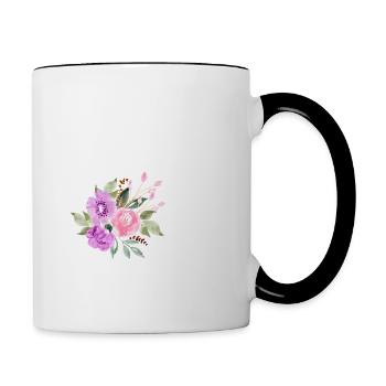Lila floraler K-Buchstabe - Tasse zweifarbig - Weiß/Schwarz - Rechts