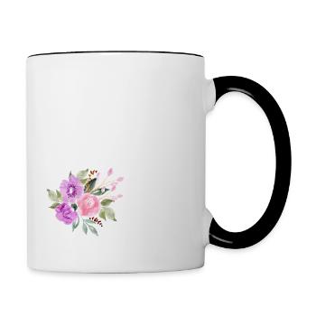 Purple floral letter u - Contrasting Mug - white/black - Right