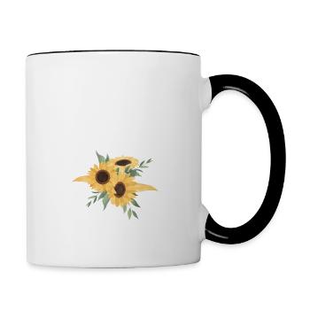 Sonnenblume Blumen y Brief - Tasse zweifarbig - Weiß/Schwarz - Rechts