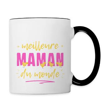 La Meilleure Maman Du Monde Avec Ses Poussins - Mug contrasté - blanc/noir - Droite