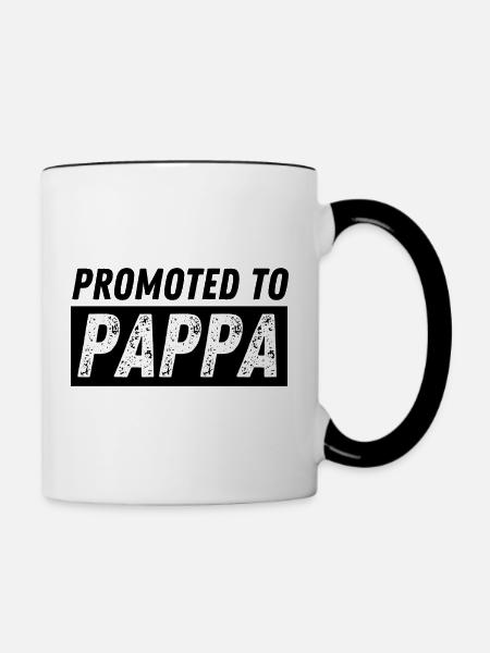 Beförderung zum Pappa - Tasse zweifarbig - Weiß/Schwarz