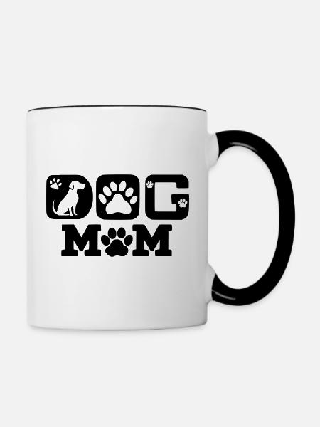 Dog Mom - Tasse zweifarbig - Weiß/Schwarz