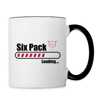 Gym - six pack - sport - Tasse zweifarbig - Weiß/Schwarz - Rechts