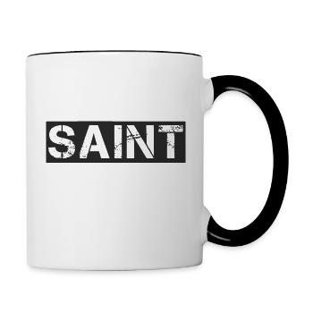 Saint design in used Retro Optik - Tasse zweifarbig - Weiß/Schwarz - Rechts