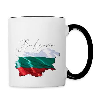 Véritable drapeau de la Bulgarie - Flag Map EN - Mug contrasté - blanc/noir - Droite
