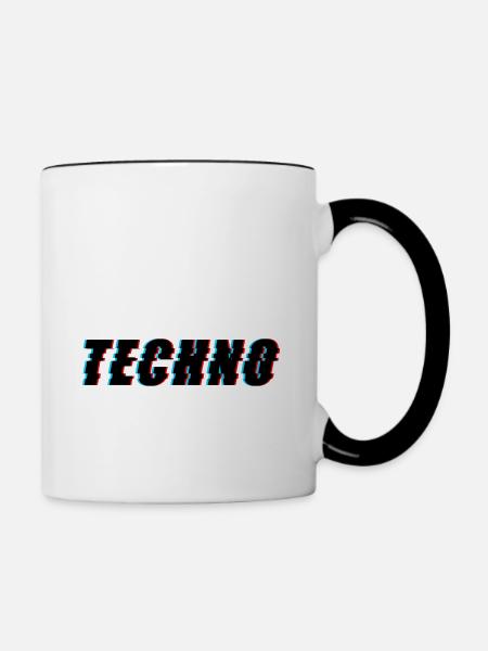 Techno Wellen Trippy Psychedelisch - Tasse zweifarbig - Weiß/Schwarz