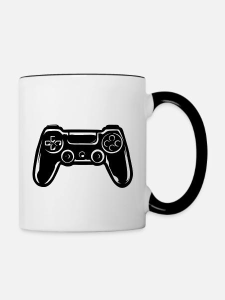GamePad Zocker Shirt - Tasse zweifarbig - Weiß/Schwarz