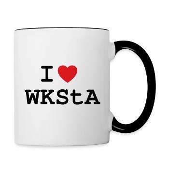 J’ADORE WKSTA T-Shirt Design en Noir - Mug contrasté - blanc/noir - Droite