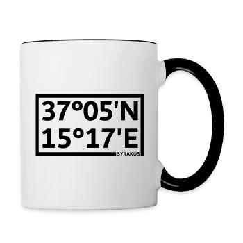 Syrakus Koordinaten - Tasse zweifarbig - Weiß/Schwarz - Rechts