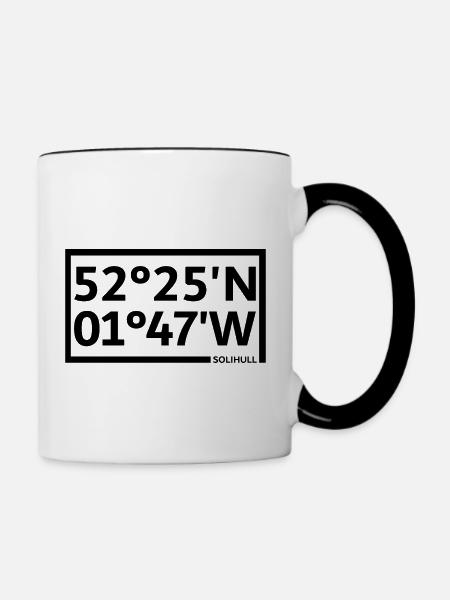 Solihull Koordinaten - Tasse zweifarbig - Weiß/Schwarz