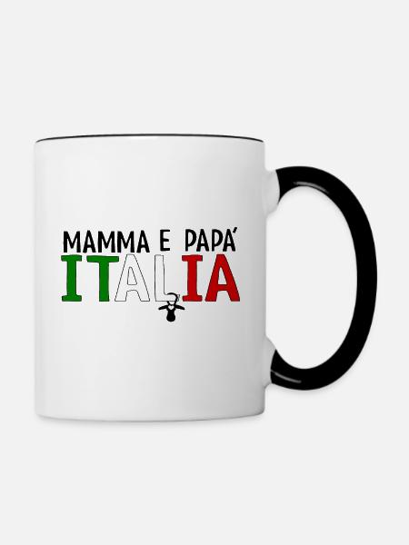 Mamma e papa Italia - Tasse zweifarbig - Weiß/Schwarz