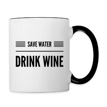 Save Water Drink Wine - Funny Wine Saying - Contrasting Mug - white/black - Right