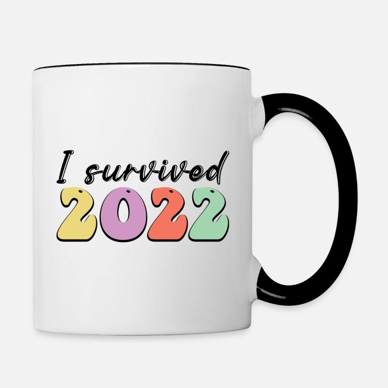 J’ai survécu en 2022 - Mug contrasté - blanc/noir