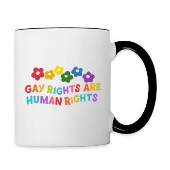 Les droits des homosexuels sont des droits humains - Mug contrasté - blanc/noir - Droite